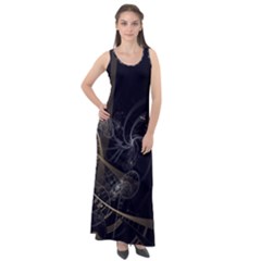 Fractal Abstract Rendering Sleeveless Velour Maxi Dress