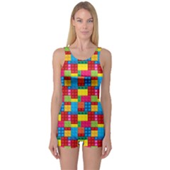 Lego Background One Piece Boyleg Swimsuit