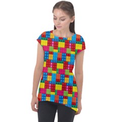Lego Background Cap Sleeve High Low Top