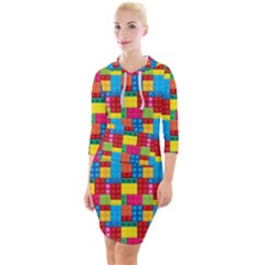 Lego Background Quarter Sleeve Hood Bodycon Dress