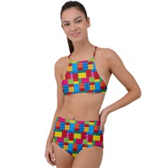 Lego Background High Waist Tankini Set by HermanTelo