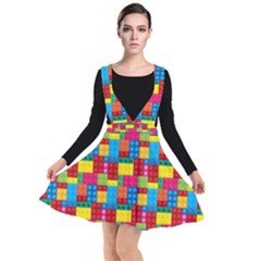Lego Background Plunge Pinafore Dress