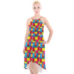 Lego Background High-low Halter Chiffon Dress 