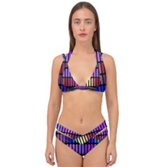Resolve Art Pattern Double Strap Halter Bikini Set