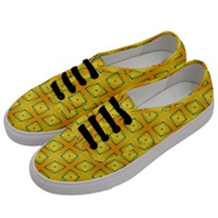 Green Plaid Gold Background Men s Classic Low Top Sneakers by HermanTelo