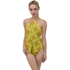 Green Plaid Gold Background Go With The Flow One Piece Swimsuit