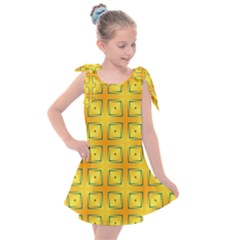 Green Plaid Gold Background Kids  Tie Up Tunic Dress