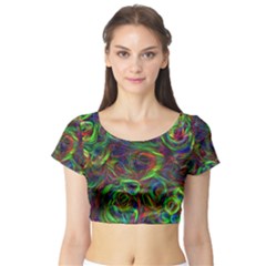 Plasma Shining Lines Light Stripes Short Sleeve Crop Top