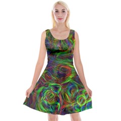 Plasma Shining Lines Light Stripes Reversible Velvet Sleeveless Dress
