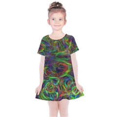 Plasma Shining Lines Light Stripes Kids  Simple Cotton Dress