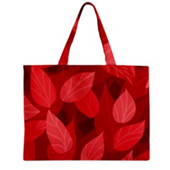 Leaf Design Leaf Background Red Zipper Mini Tote Bag by Pakrebo