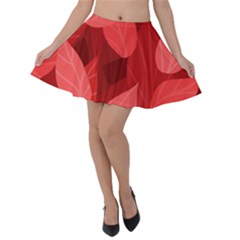 Leaf Design Leaf Background Red Velvet Skater Skirt