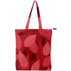 Leaf Design Leaf Background Red Double Zip Up Tote Bag by Pakrebo