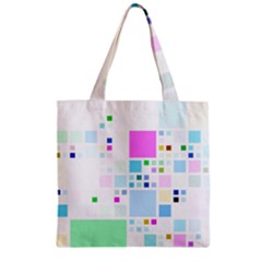 Square Colorful Pattern Geometric Zipper Grocery Tote Bag