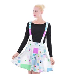 Square Colorful Pattern Geometric Suspender Skater Skirt by Pakrebo