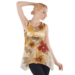 Flower Vector Background Side Drop Tank Tunic by Pakrebo