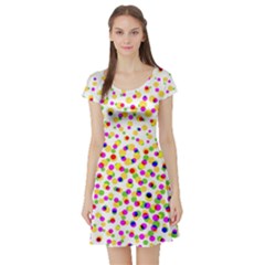 Illustration Abstract Pattern Polka Dot Short Sleeve Skater Dress