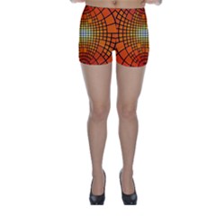 Pattern Background Rings Circle Orange Skinny Shorts by Pakrebo