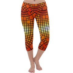 Pattern Background Rings Circle Orange Capri Yoga Leggings