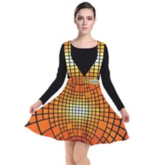 Pattern Background Rings Circle Orange Plunge Pinafore Dress by Pakrebo