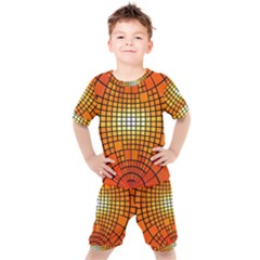 Pattern Background Rings Circle Orange Kids  Tee And Shorts Set by Pakrebo