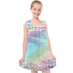 Abstract Lines Perspective Plan Kids  Cross Back Dress by Pakrebo