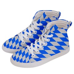 Pattern Geometric Wallpaper White Blue Women s Hi-top Skate Sneakers by Pakrebo