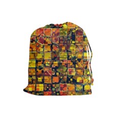 Color Abstract Artifact Pixel Drawstring Pouch (large) by Pakrebo