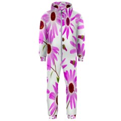 Pink Purple Daisies Design Flowers Hooded Jumpsuit (Men) 