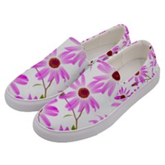 Pink Purple Daisies Design Flowers Men s Canvas Slip Ons