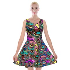 Bending Turn Distort Wave Modern Velvet Skater Dress