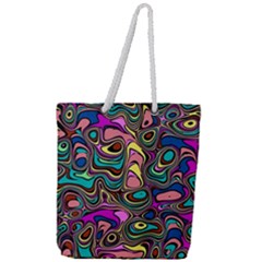 Bending Turn Distort Wave Modern Full Print Rope Handle Tote (Large)