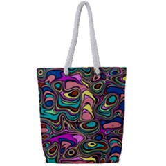 Bending Turn Distort Wave Modern Full Print Rope Handle Tote (Small)