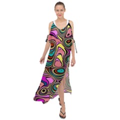 Bending Turn Distort Wave Modern Maxi Chiffon Cover Up Dress