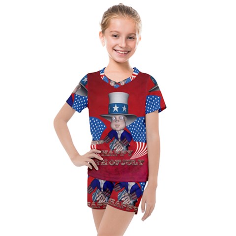 Happy 4th Of July Kids  Mesh Tee And Shorts Set by FantasyWorld7