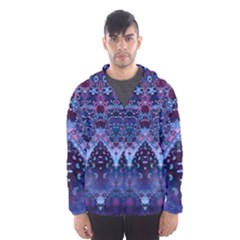 Blue Elegance Elaborate Fractal Fashion Men s Hooded Windbreaker