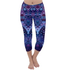 Blue Elegance Elaborate Fractal Fashion Capri Winter Leggings 