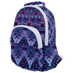 Blue Elegance Elaborate Fractal Fashion Rounded Multi Pocket Backpack