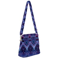 Blue Elegance Elaborate Fractal Fashion Zipper Messenger Bag