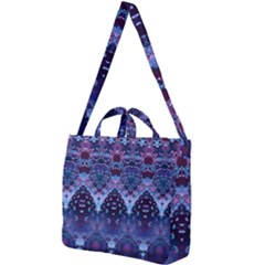 Blue Elegance Elaborate Fractal Fashion Square Shoulder Tote Bag by KirstenStar