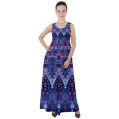 Blue Elegance Elaborate Fractal Fashion Empire Waist Velour Maxi Dress by KirstenStar