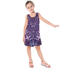 Purple Fractal Lace V Shape Kids  Sleeveless Dress by KirstenStar