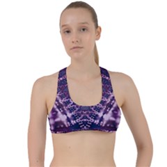 Purple Fractal Lace V Shape Criss Cross Racerback Sports Bra by KirstenStar