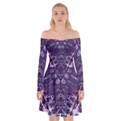 Purple Fractal Lace V Shape Off Shoulder Skater Dress by KirstenStar