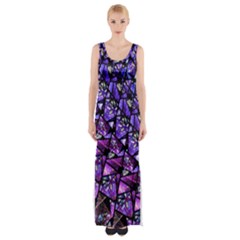  Blue Purple Shattered Glass Maxi Thigh Split Dress by KirstenStar