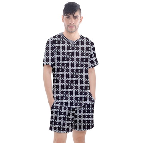 Purple Pattern Texture Men s Mesh Tee And Shorts Set by HermanTelo