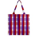 Gingham Pattern Line Zipper Grocery Tote Bag View1