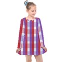 Gingham Pattern Line Kids  Long Sleeve Dress View1