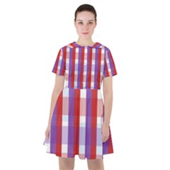 Gingham Pattern Line Sailor Dress