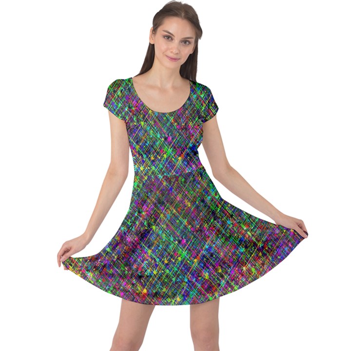 Pattern Artistically Cap Sleeve Dress